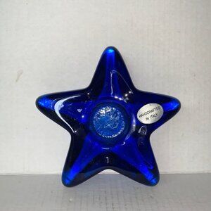 Cobalt Blue Art Glass Star Fish Tealight Candleholder/Heavy Glass Candle…